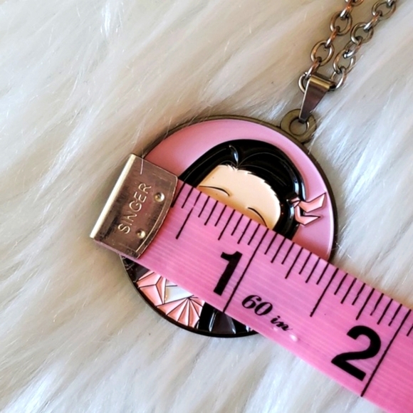 Hot Topic Demon Slayer: Kimetsu No Yaiba Nezuko Circular Enamel Pendant Necklace - Picture 10 of 10